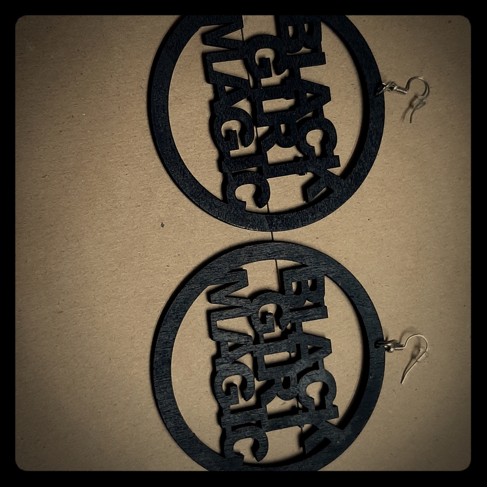 Wooden lightweight Black Girl Magic earrings